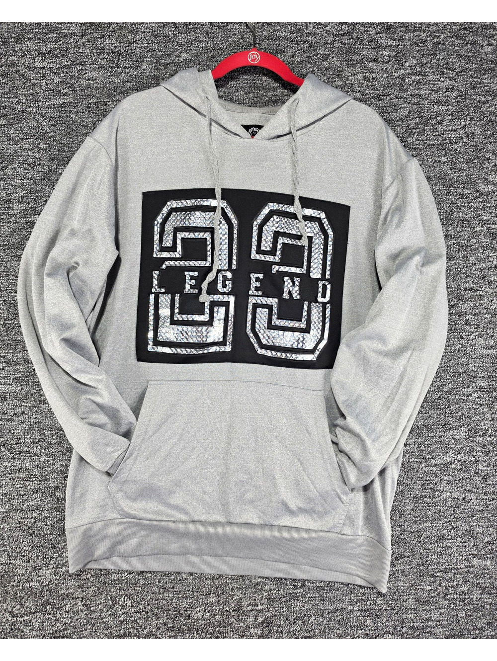 Lion Dynasty Gray Graphic Print Hooded Pullover Hoodie with Pockets Men's XL